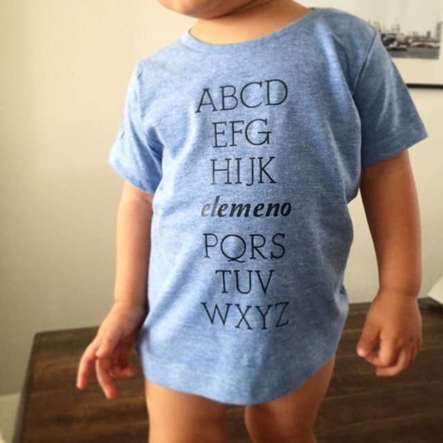 ABC Alphabet Blue tshirt Super soft Baby Toddler Kids