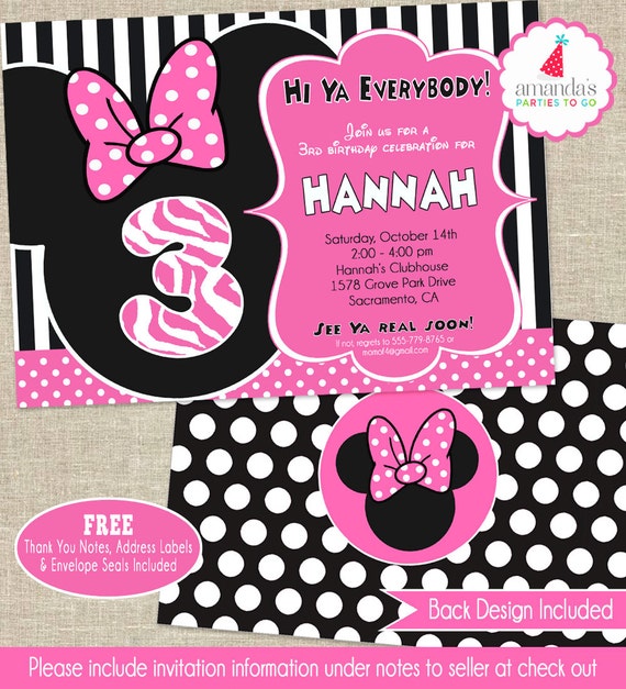 Minnie Mouse Birthday Invitation Printable | Minnie Mouse Party Invitation | Minnie Invitation | Pink Minnie Party | Amanda's Parties To Go Il_570xn