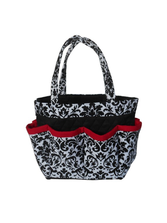 Black and White Damask with Red Trim Bingo Bag // Craft