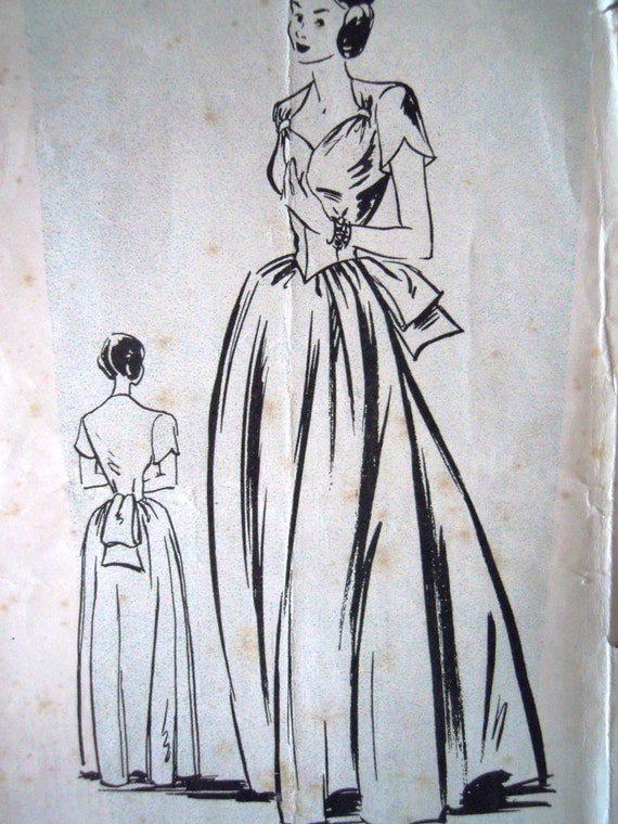 Vintage Weldons British Sewing Pattern 1940s Ball Gown Cape Sleeve ...
