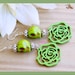 Melodrama Zombie Green Day of the Dead Gothic Skull Dangle Earrings, Howlite , Wooded Roses, Sterling Sliver Post By: Tranquilityy