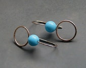 Minimalist sterling silver earrings with turquoise. Silver earrings. Gemstone earrings. Silver jewellery. Handmade