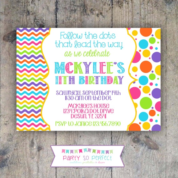 POLKA DOT CHEVRON 5x7 Birthday Invitaiton - Girl Printable Il_570xn