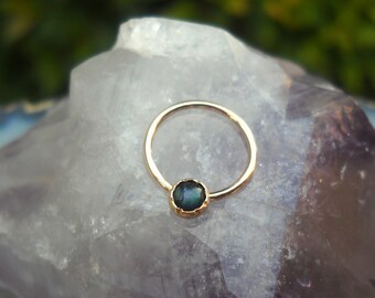Nipple Ring - 14K Yellow Gold Filled Abalone Shell Paua Shell - Nipple Piercing - Nipple Jewelry- Septum Ring - Conch Ring