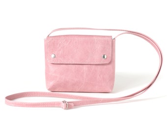 Small Crossbody Purse Strawberry Ice, pink leather bag, small cross body bag, small satchel bag, shoulder bag