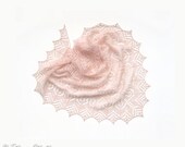 Pink linen shawl hand knit lace scarf bridal blush wrap rustic wedding - MADE to ORDER