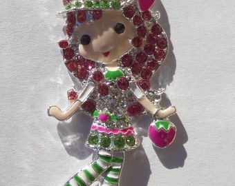 51mm*25mm, Strawberry Shortcake Inspired Girl rhinestone Pendant, P14