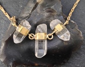 Trio Banded Quartz Necklace - Brass