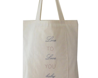 Love tote bag - embroidery bag