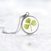 Real clover necklace - Green st patricks day lucky pendant - botanical nature inspired jewellery