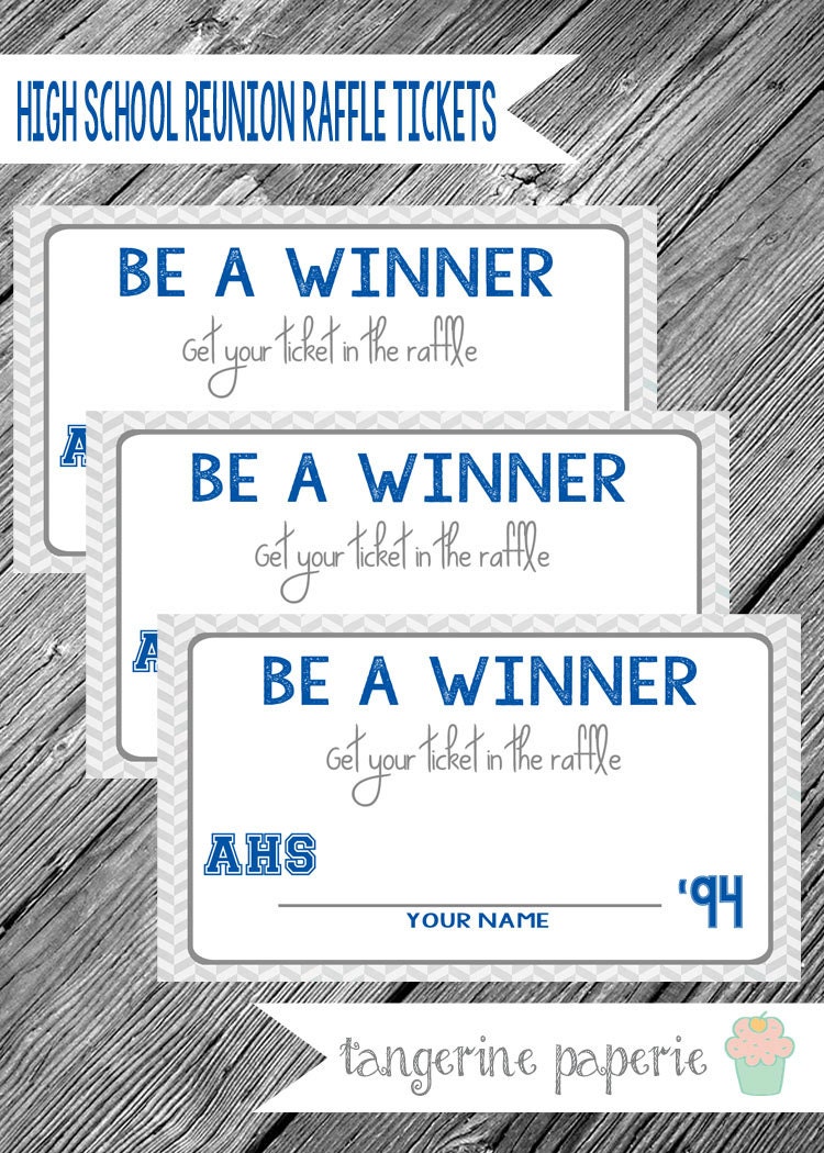 high school reunion printable raffle tickets by
