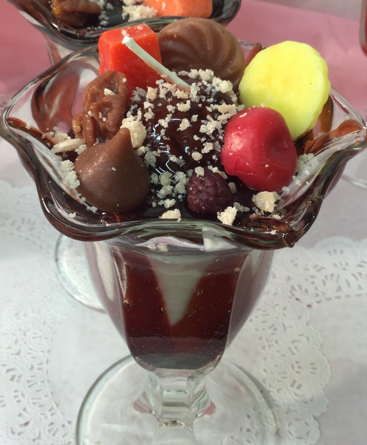 Ice cream sundae dessert candles. handmade