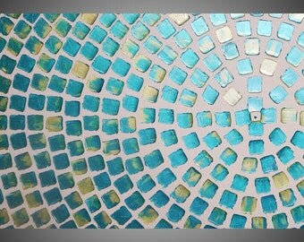 Painting Art Paintings Acrylic Painting Large Canvas Turquoise Metallic and Green Metallic Art Deco 48 x 24 painting by ilonka Made to Order