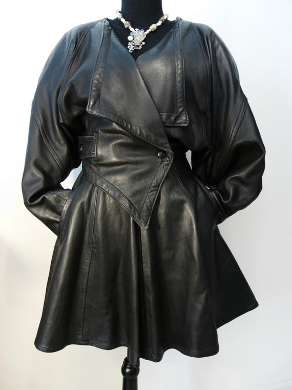 Leather 2 Piece Skirt and Jacket Set Jacket Full Skirt Mini