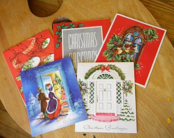 Five 1950s Christmas Cards for Collecting or Crafting