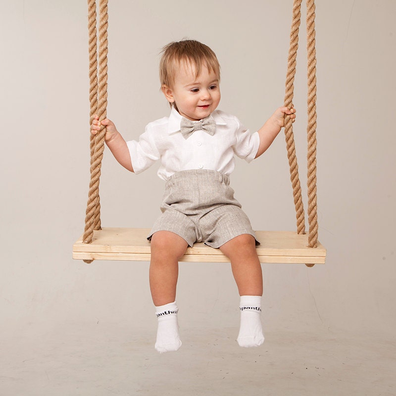  Baby  boy  linen suit Ring bearer outfit Rustic wedding  boy 