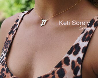 Personalized Gothic Initial Necklace (Order Your Initial) Handmade Initial necklace in 10K, 14K or 18K Solid Gold, Silver, 14K Goldfilled