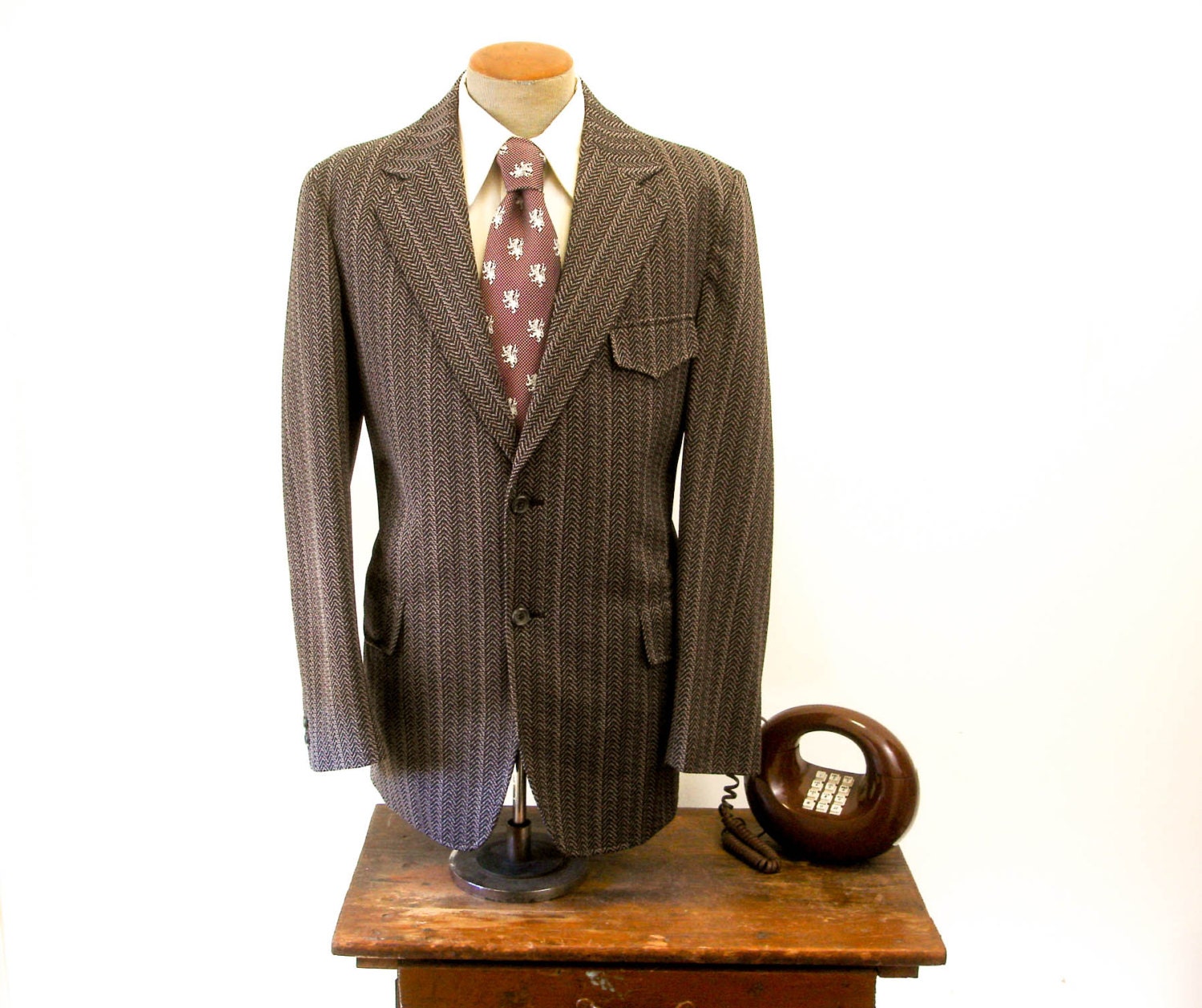 1970s Mod Polyester Suit Jacket Mens Vintage by TheNakedManVintage