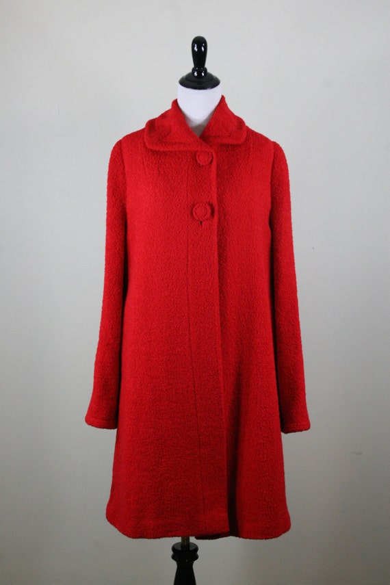1950s Red Boucle Swing Coat