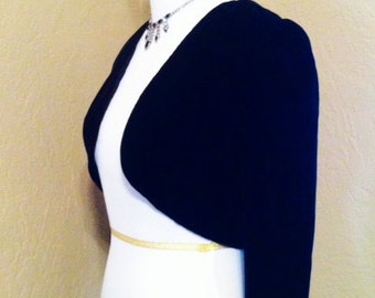 Women's Vintage Black Velour Holiday Dress Up Balero