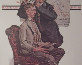 THE PHRENOLOGIST Norman Rockwell Reproduction Print Christmas Present Gift 1923 The Saturday Evening Post Bookplate Ready To Frame