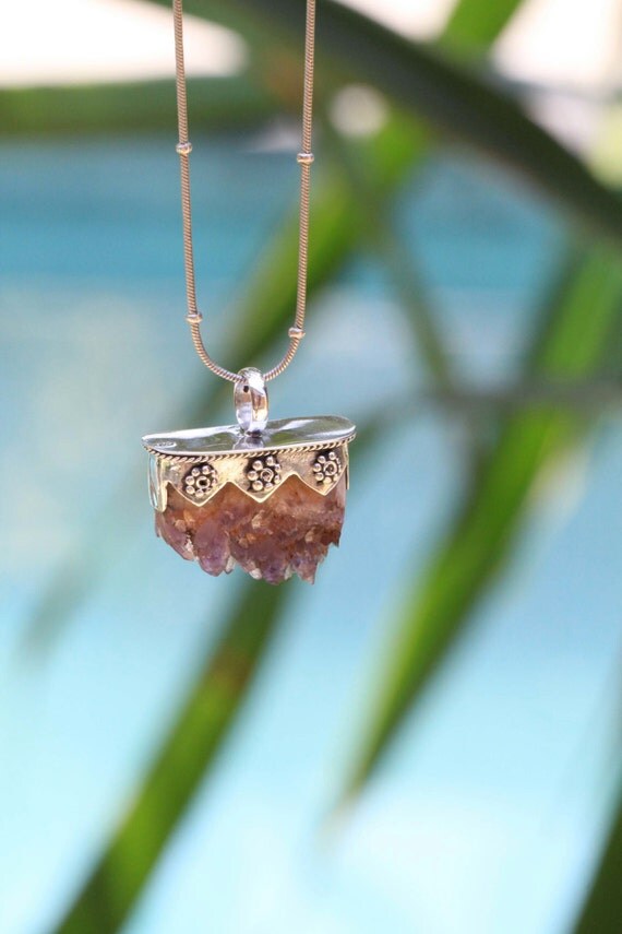 amethyst crystal necklace sterling silver