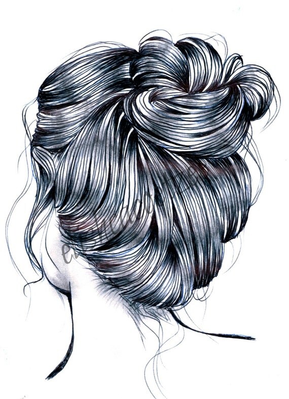 Articoli Simili A Messy Bun Hair Drawing Illustration Digital File By   Il 570xN.674139907 Sdi3 