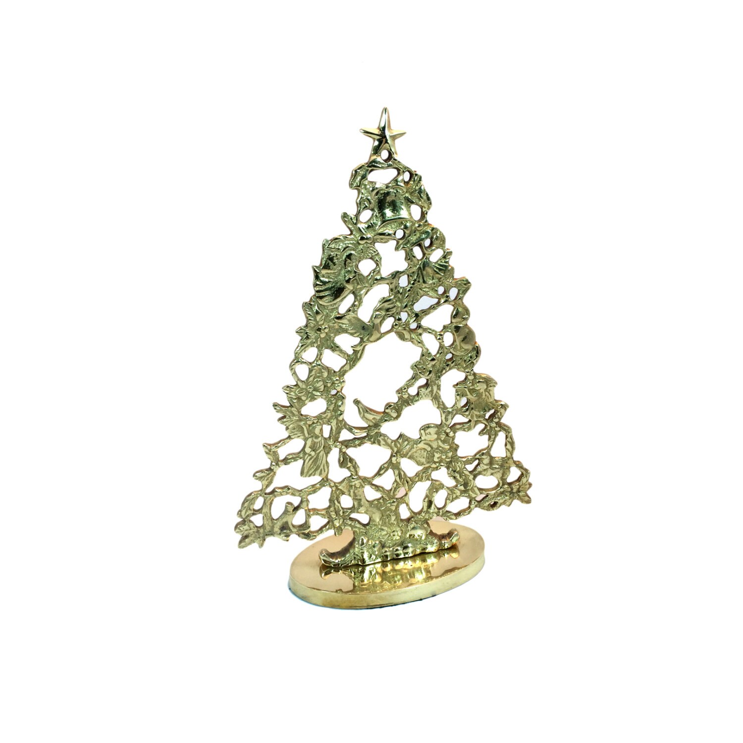large vintage brass christmas tree filigree candle holders large vintage brass christmas tree filigree candle holders
