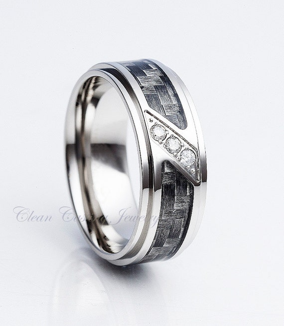 Titanium Wedding Band,8mm,Diamond Wedding Ring,Titanium Wedding Ring ...