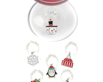 Holiday Wine Charms, Christmas Wine Charms, Christmas Glass Tags, Christmas Glass Markers, Wine Glass Charms, Christmas Gifts, Holiday Gifts