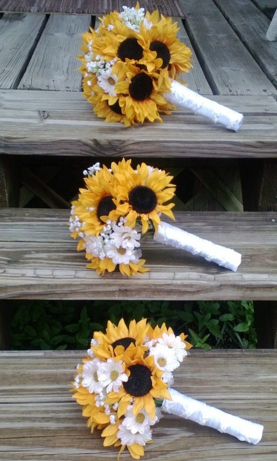 17 Piece Sunflower Wedding Bouquet Set Daisy by ...