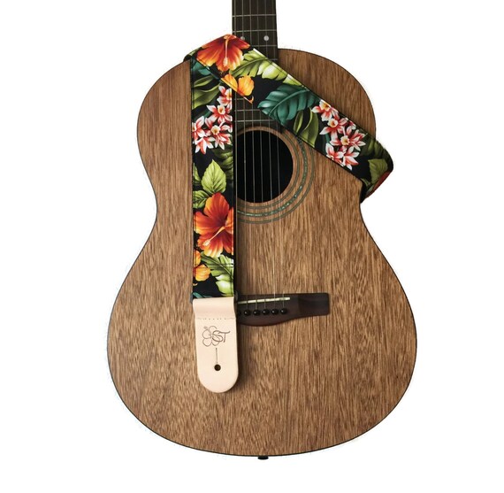 Tropical Print Guitar Strap 2 wide by SherrinsThreads on Etsy