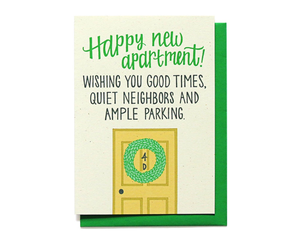 Happy New Apartment Card Funny Housewarming Card by HennelPaperCo