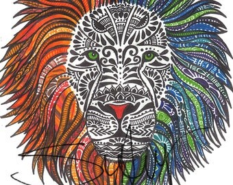  Henna  lion  Etsy