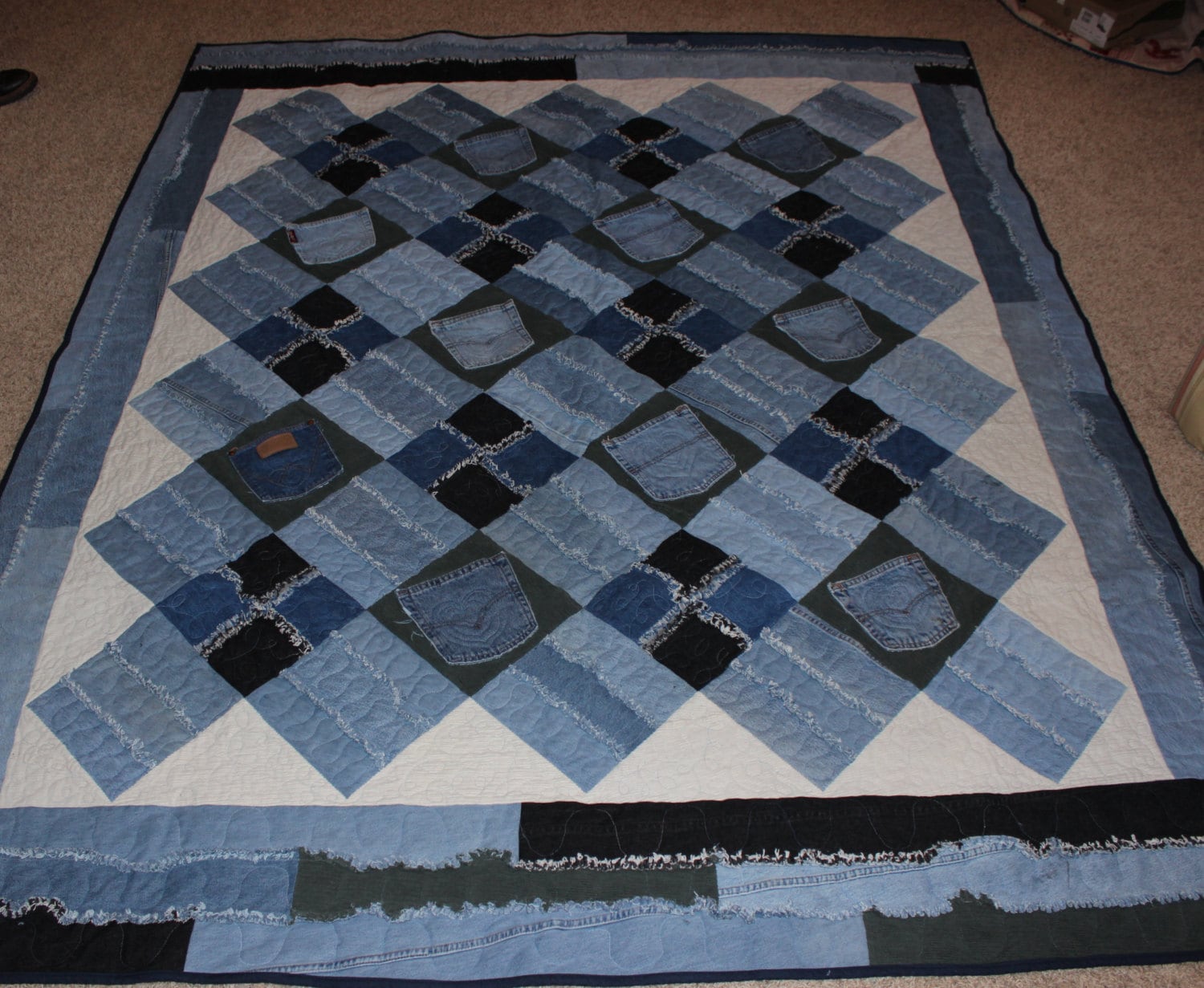 Memory Quilt Denim Rag Quilt Blue Jean Quilt Denim Quilt