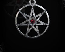 Handmade heptagram, fairy star with swarovski, gothic pendant, wicca, gothic jewelry, medieval necklace, medieval jewelry, pagan