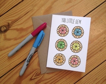 You little Gem Illustrated Iced Gem Greetings Card