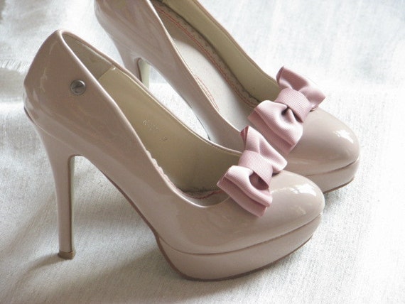 Mauve shoe clips Dusty rose shoe clips Mauve shoe bows Dusty