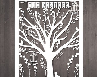 DIY Family Tree Papercut Template - personalised family tree paper cut template to cut out yourself