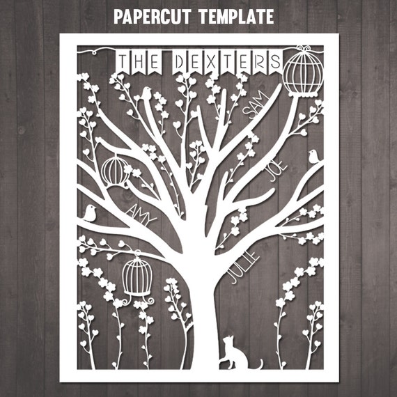 Download DIY Family Tree Papercut Template personalised family tree