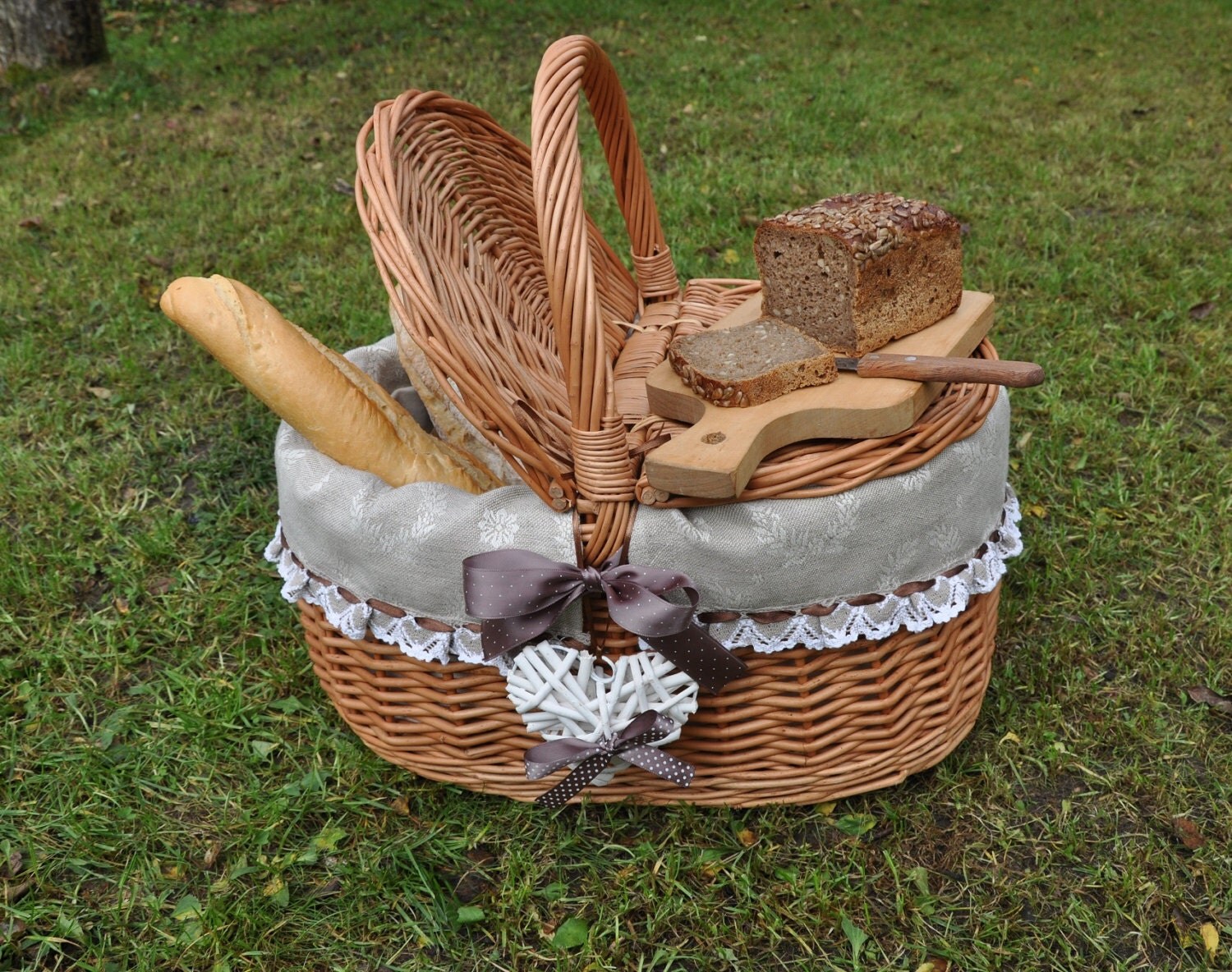 Wicker picnic basket shabby chic cottage style by AgaArtFactory