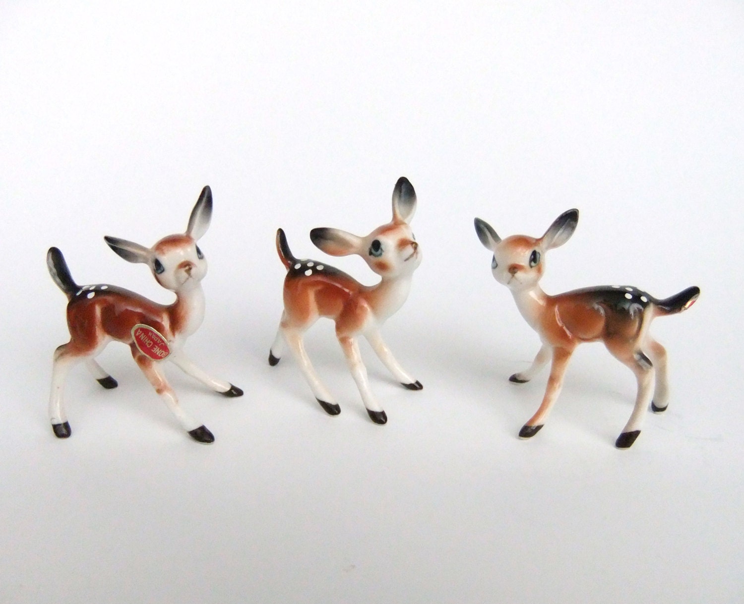 Miniature Deer Figurines Vintage Deer Doe Fawn by VintageByJade