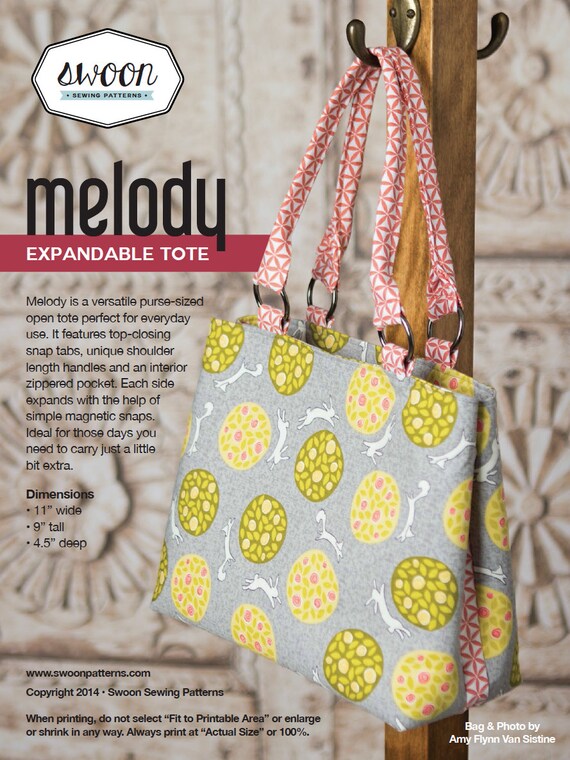 ... Patterns: Melody Expandable Tote - PDF Bag Purse Tote Sewing Pattern
