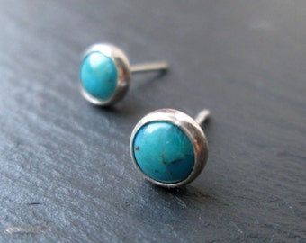 SALE Turquoise Stud Earrings - Silver Studs. Sterling Silver, Gift Jewellery, Gemstone Jewelry, Stone studs, Gifts for Her, Christmas