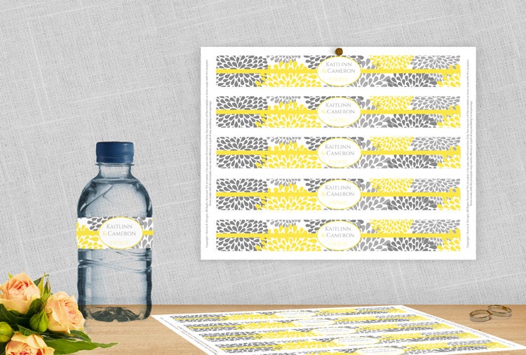 DiY Water Bottle Label Template for Avery® 22845 by KarmaKWeddings
