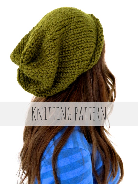 PATTERN for Chunky Soft Knit Slouchy Beanie Hat // Hipster Hat