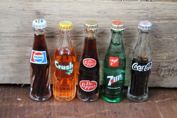 Miniature Glass Soda Bottles Lot of Five 3