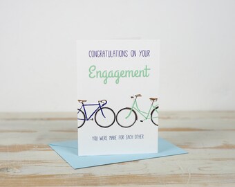 Engagement - You were made for each other- Two Bicycles Bike Cycling Cycle Card. Happy Engagement. You're Engaged.