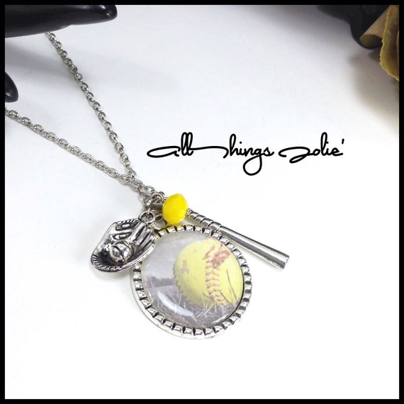 Items similar to Softball Necklace Softball Mom Team Gift Girls