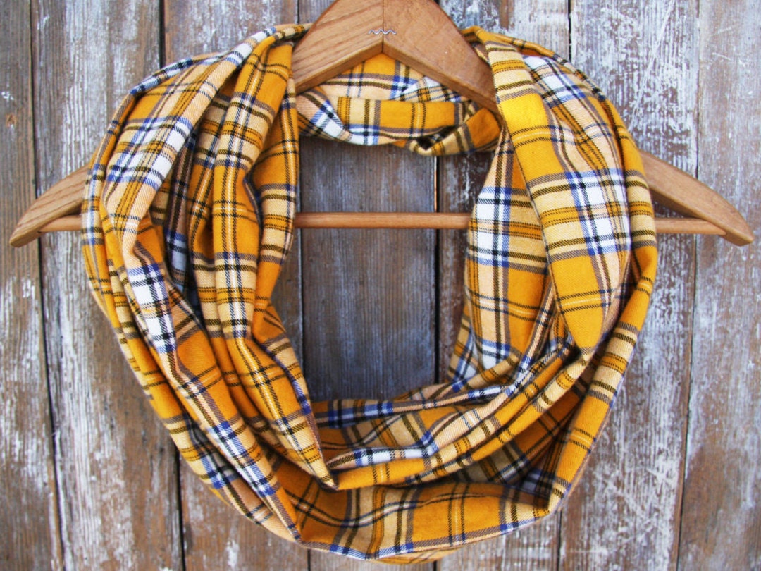 Mustard Yellow Plaid Infinity Scarf Plaid Scarf By Countrystitched